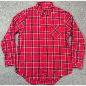 Killion Men's Plaid Hidden Button Long Sleeve Flannel Shirt Size Large‎